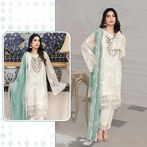 Pakistani Suit With Blue Duptta - Color: Multicolor