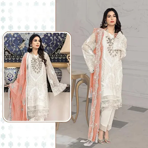 Pakistani Suit With Peach Duptta