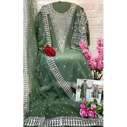 Green Color Pakistani Suit - Color: Multicolor