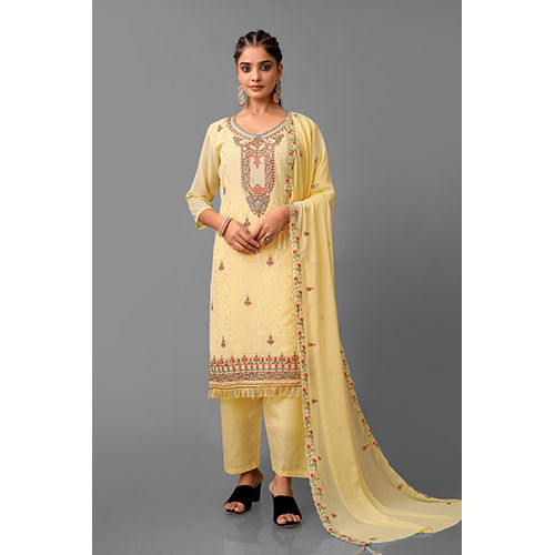 Multicolor Yellow Color Indian Punjabi Suit