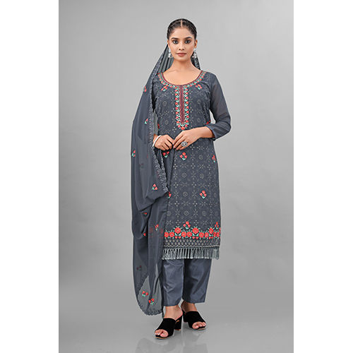 Multicolor Grey Color Indian Punjabi Suit