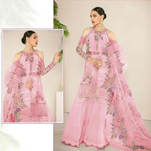 Pink Color Indian Punjabi Suit - Color: Multicolor