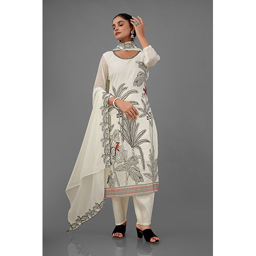 Multicolor White Color Indian Punjabi Suit