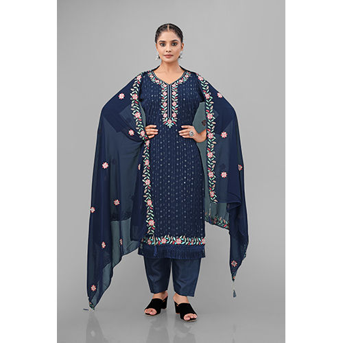 Multicolor Navy Blue Color Indian Punjabi Suit