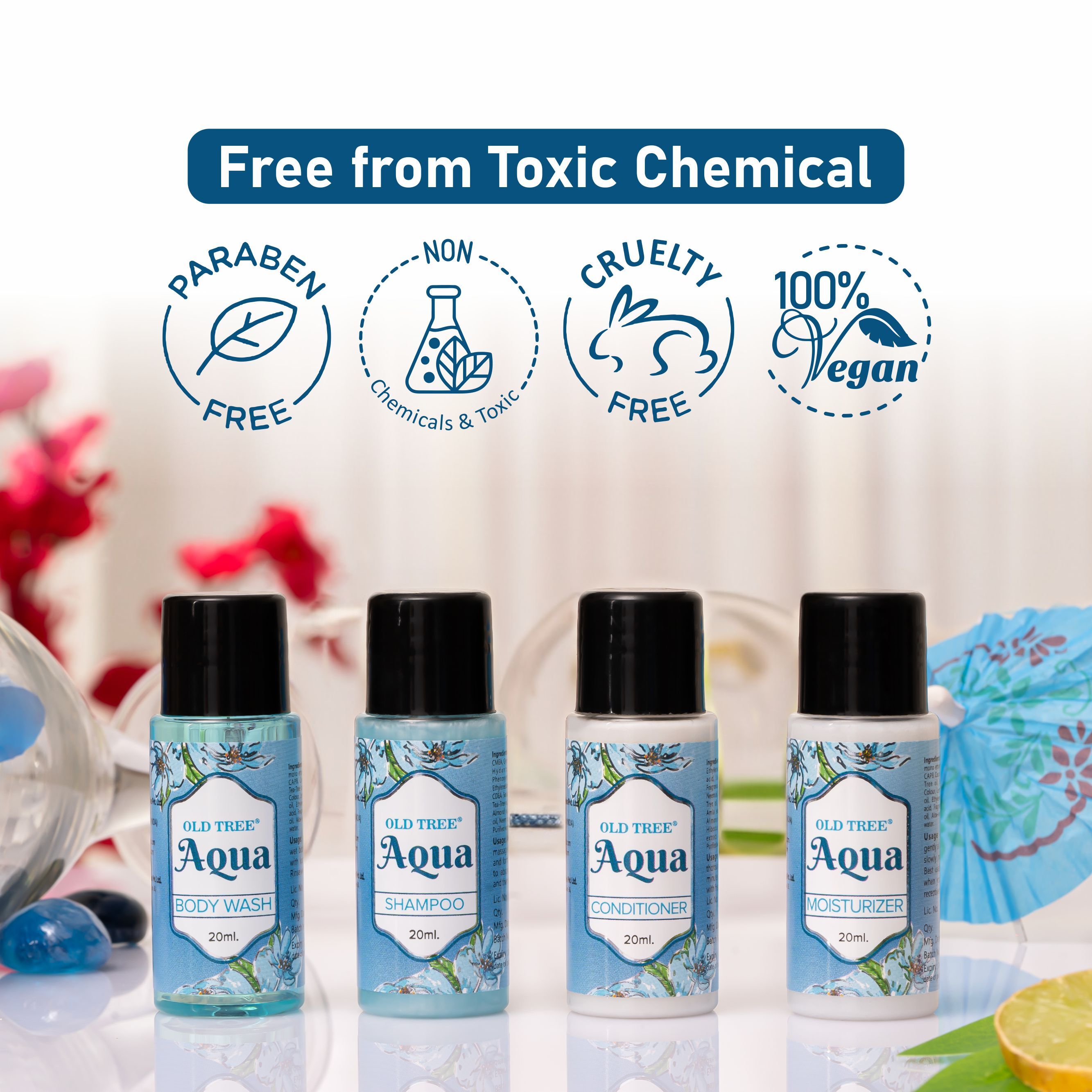 Aqua Toiletries 20ml Combo Shampoo Conditioner Moisturizer Body Wash