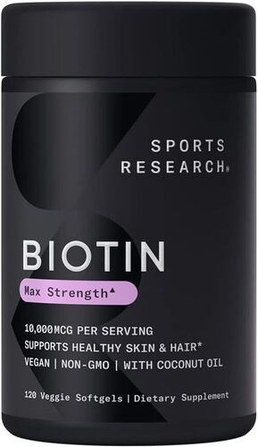 Sports Research Vegan Biotin 10,000mcg with Coconut Oil  120 Softgels