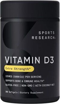 Sports Research Vitamin D3 5000 IU with Coconut MCT Oil  125mcg, 360 Liquid Softgels