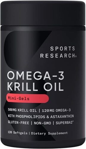 Sports Research Antarctic Krill Oil Omega 3 Mini-softgels 500mg -120 Softgel Capsules