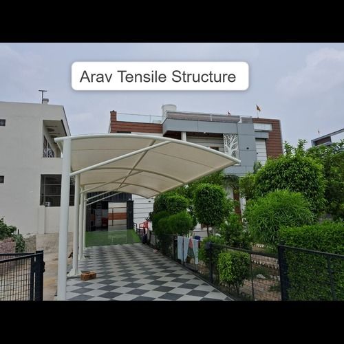 Tensile Car Parking Structure - Color: White