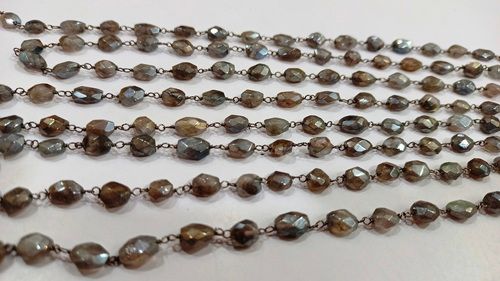 Natural Labradorite Oval Faceted 4X7 to 6X12 Rosary Chain Sold Per Foot