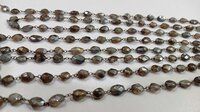 Natural Labradorite Oval Faceted 4X7 to 6X12 Rosary Chain Sold Per Foot