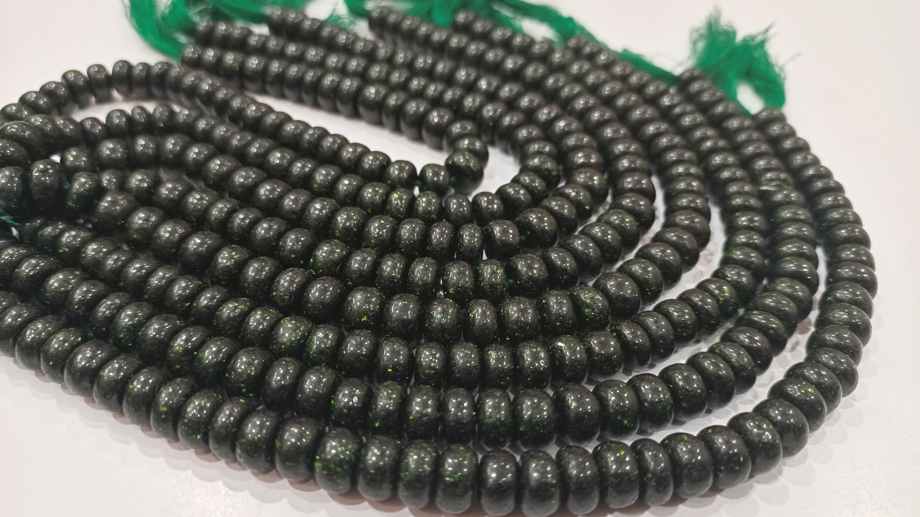 Natural Green Sandstone Rondelle Plain 8mm Beads sold Per Strand 8'' Long