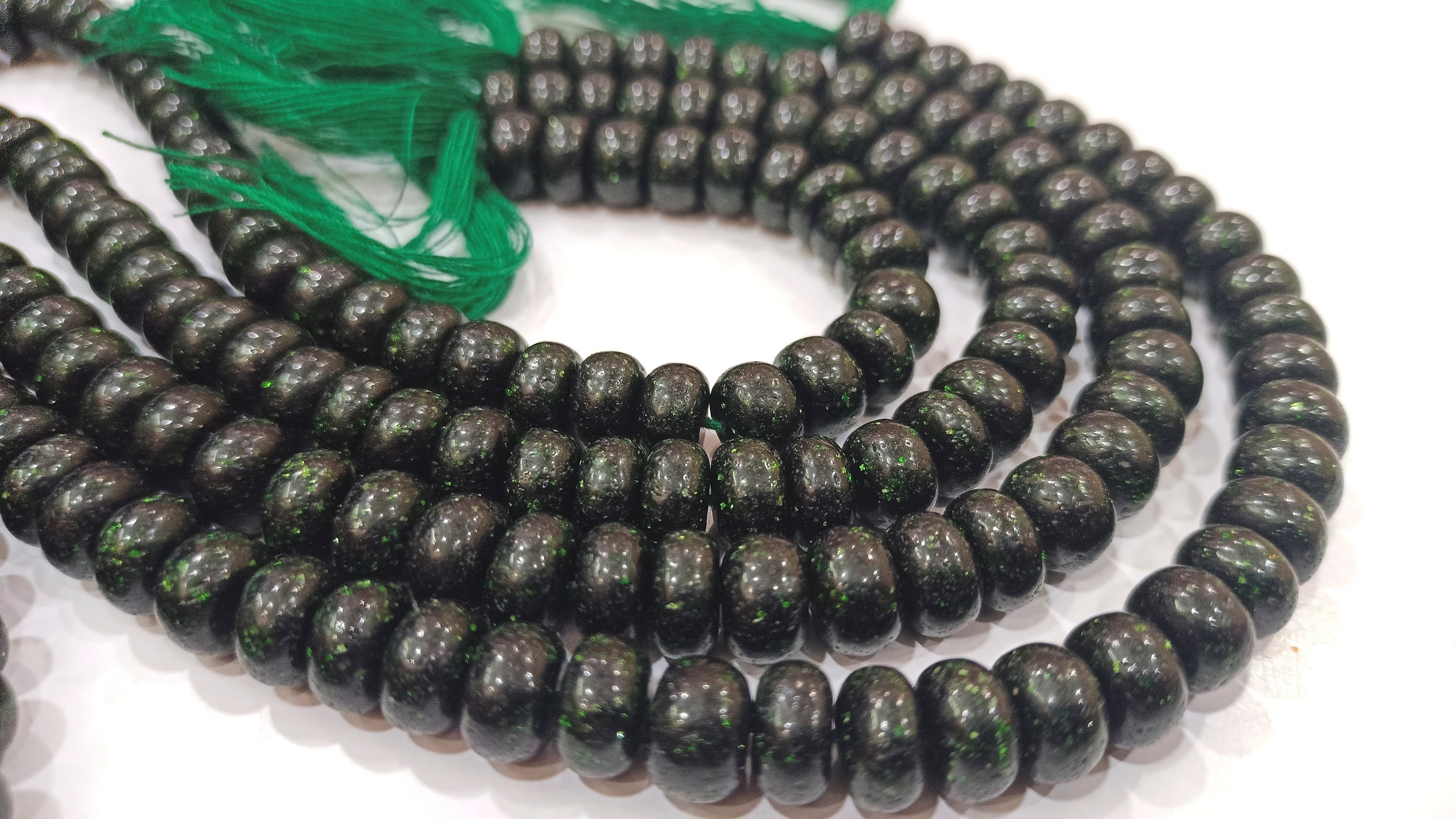 Natural Green Sandstone Rondelle Plain 8mm Beads sold Per Strand 8'' Long