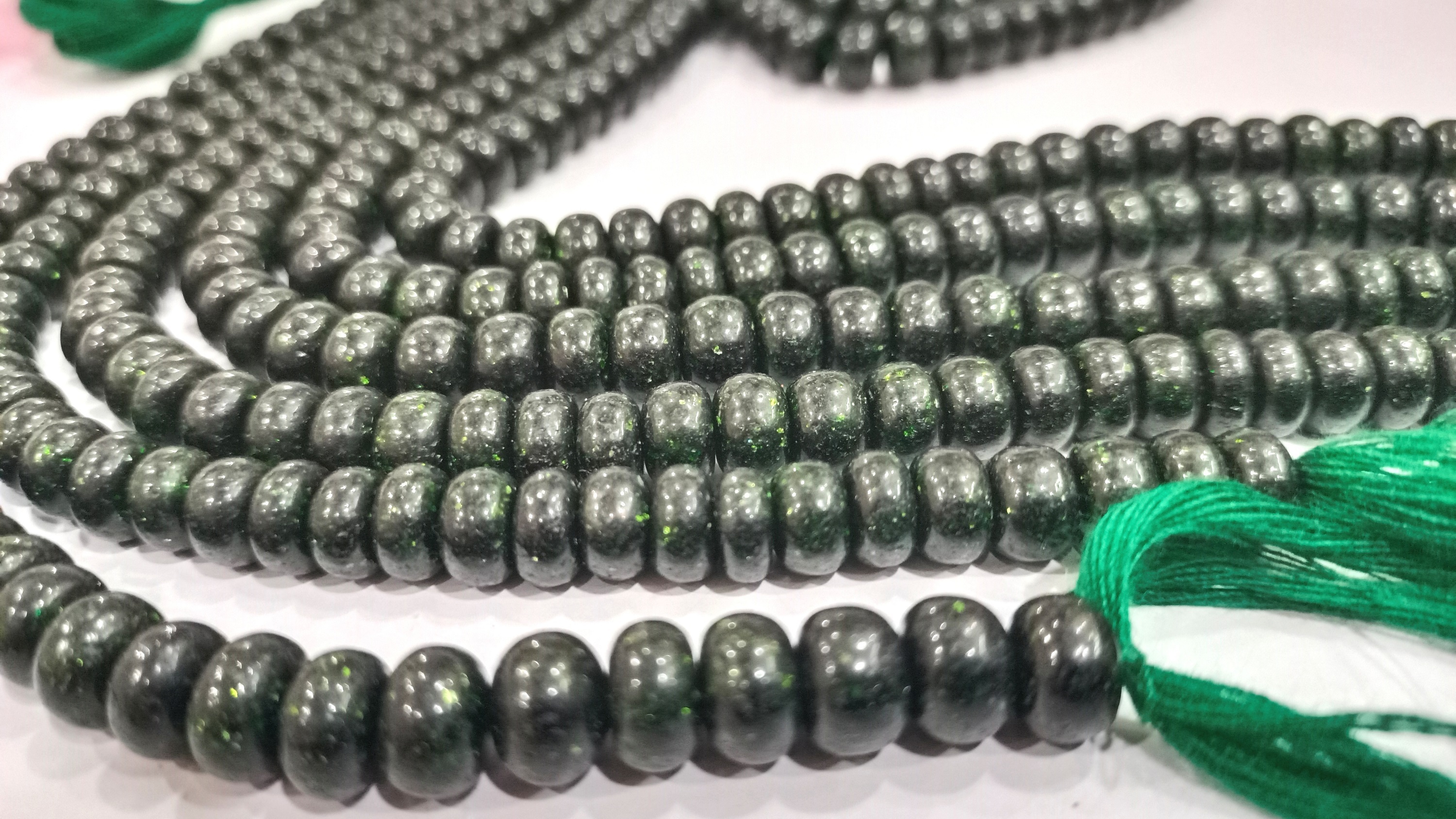 Natural Green Sandstone Rondelle Plain 8mm Beads sold Per Strand 8'' Long