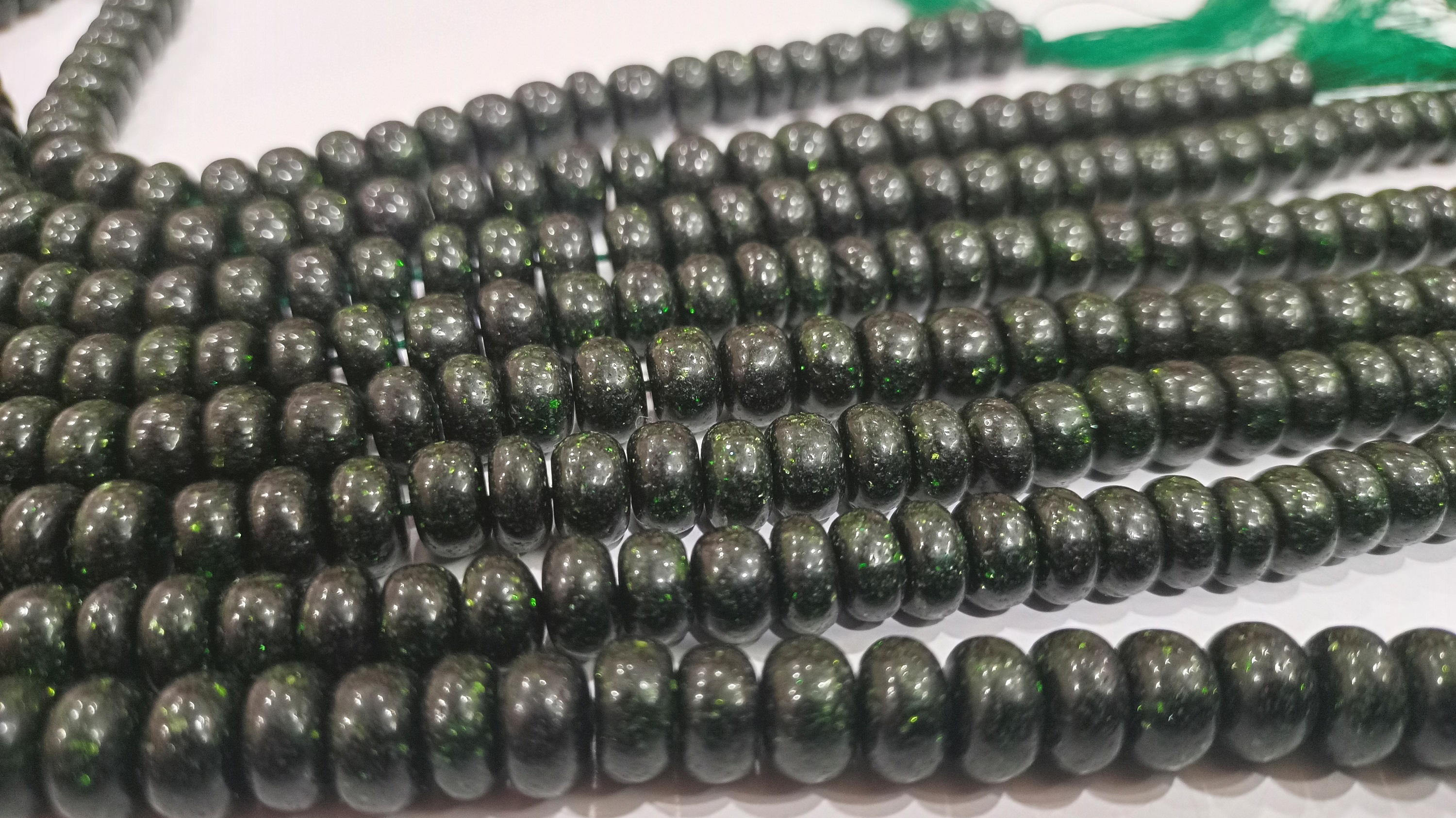 Natural Green Sandstone Rondelle Plain 8mm Beads sold Per Strand 8'' Long