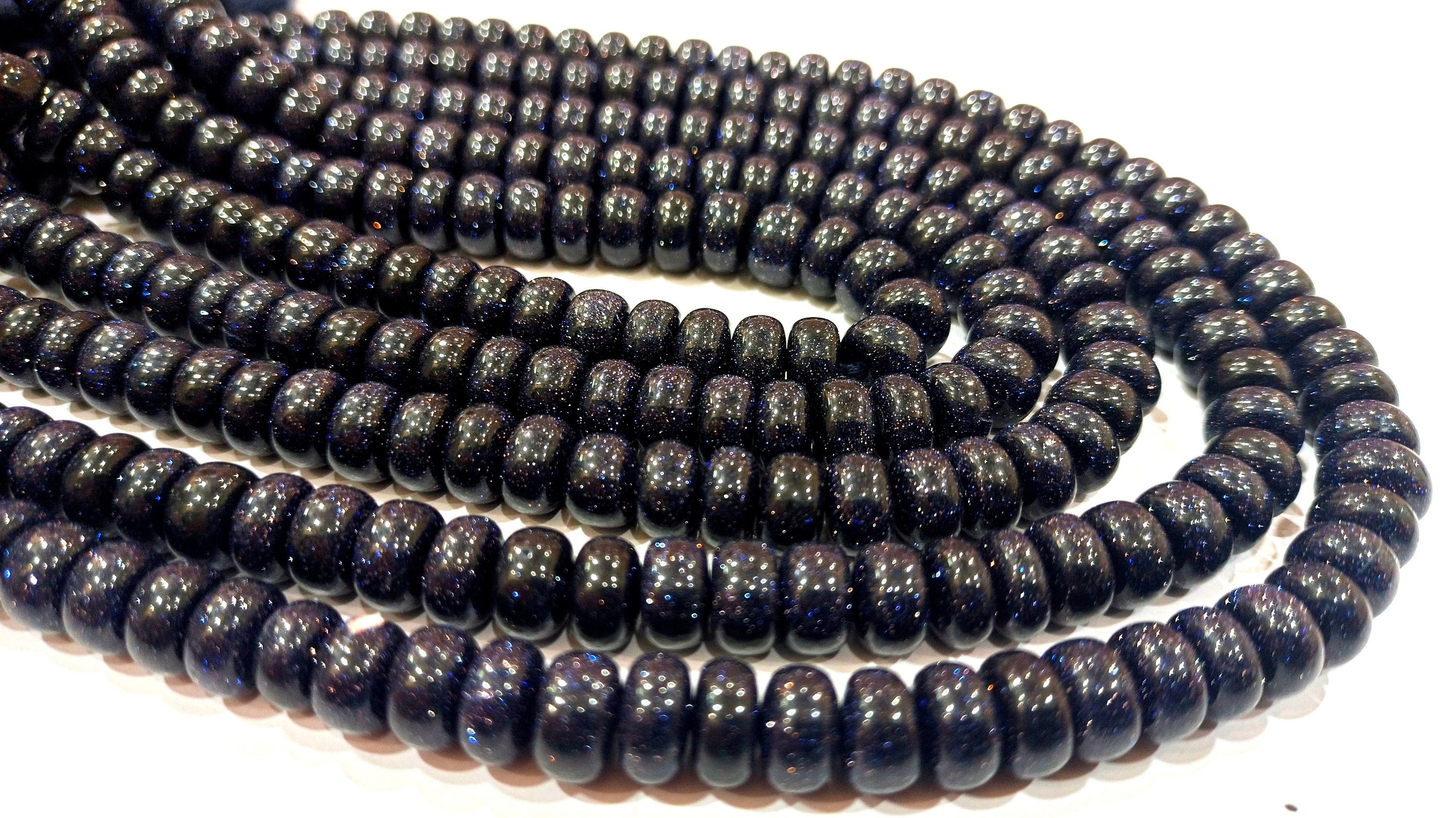 Natural Blue Sandstone Rondelle Plain 8mm Beads sold Per Strand 8''Long