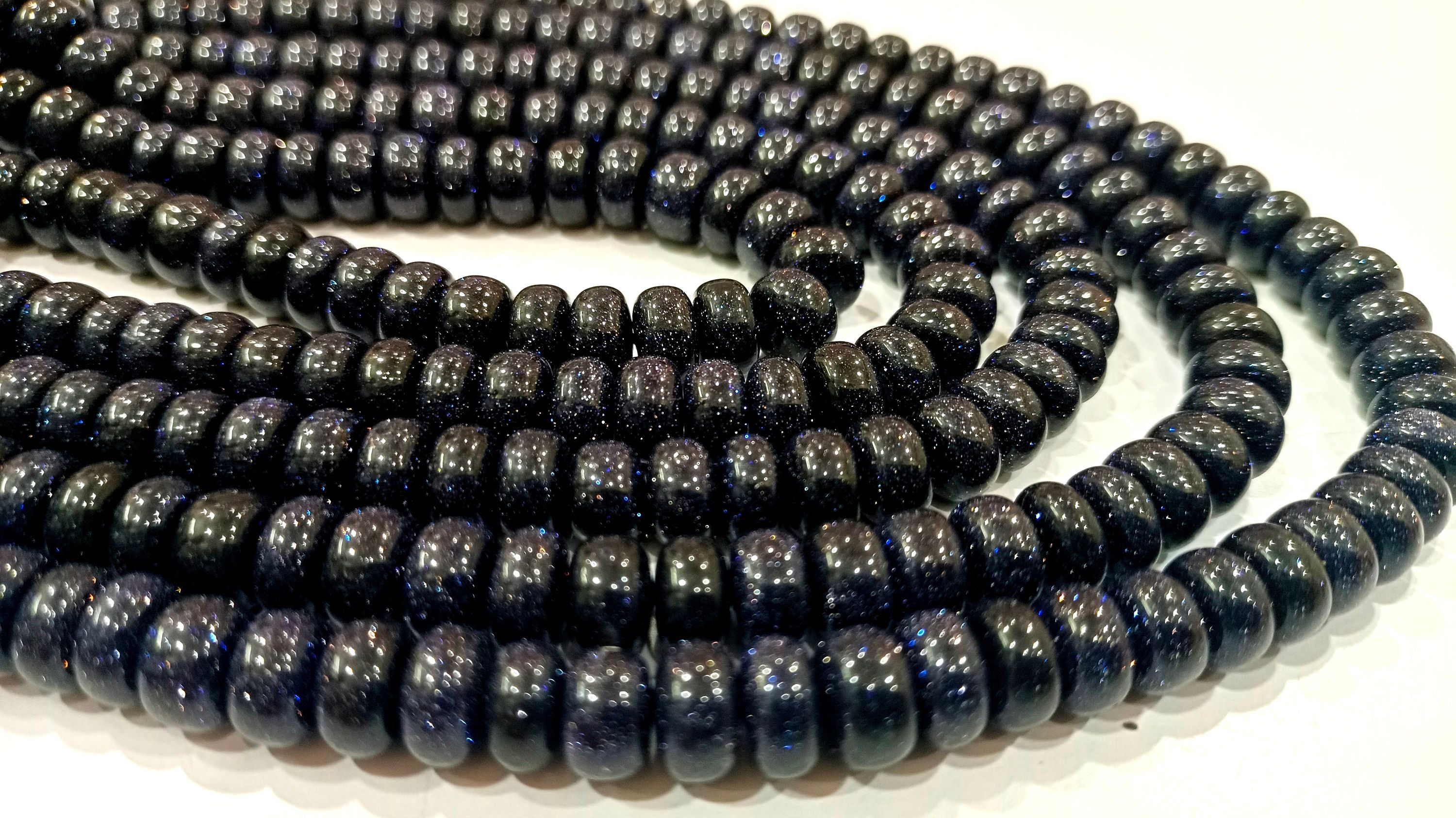 Natural Blue Sandstone Rondelle Plain 8mm Beads sold Per Strand 8''Long