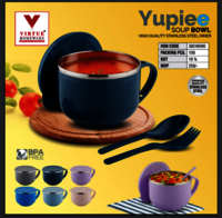 Yupiee Virtue Homeware St. Steel Inner Soup Bowl - Stainless Steel, Double Wall Design, Dust Protection Lid, Mirror Finish Inner Surface
