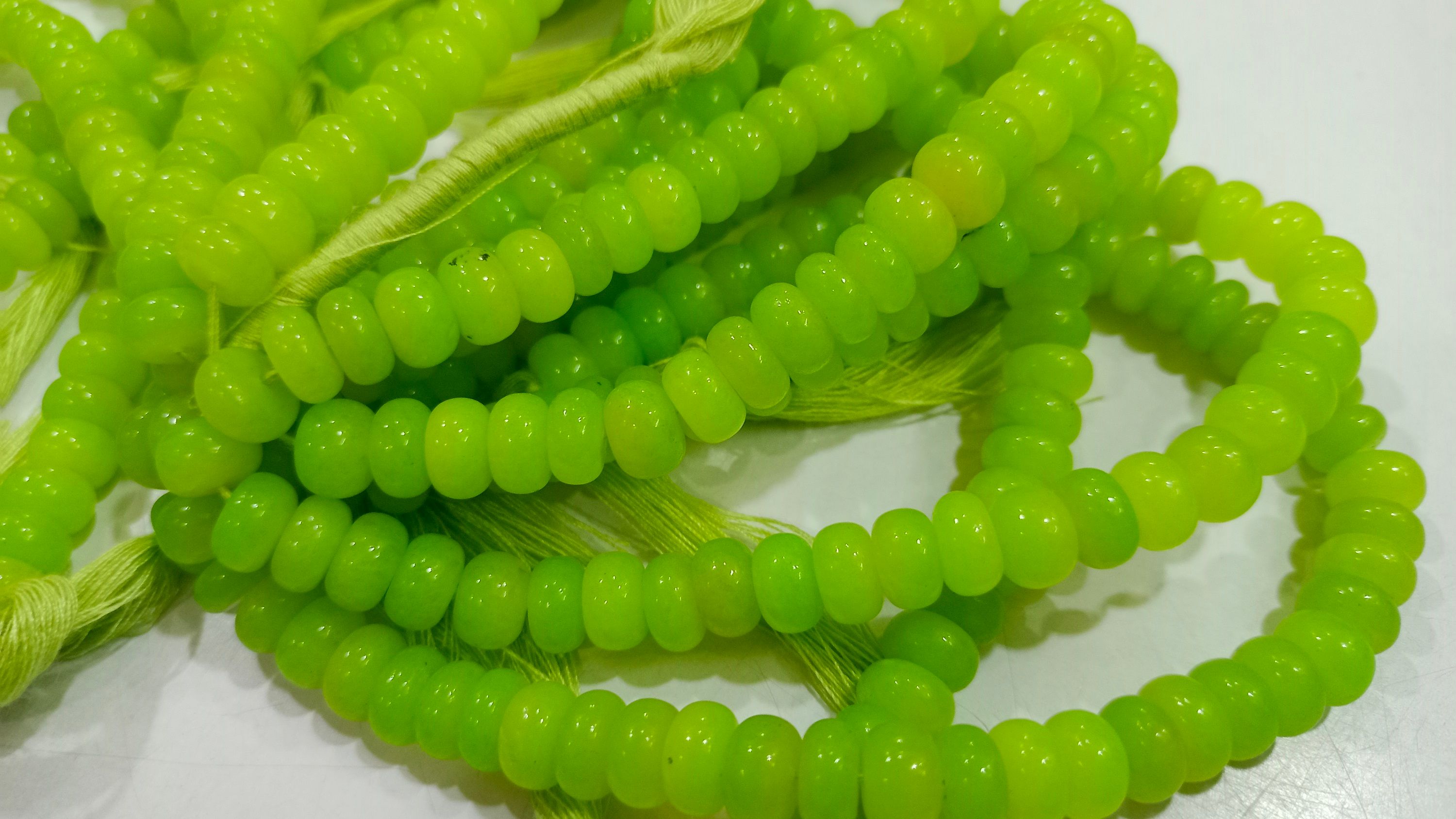 Natural Green Chalcedony Rondelle Plain 8mm Beads Sold per Strand 8''Long