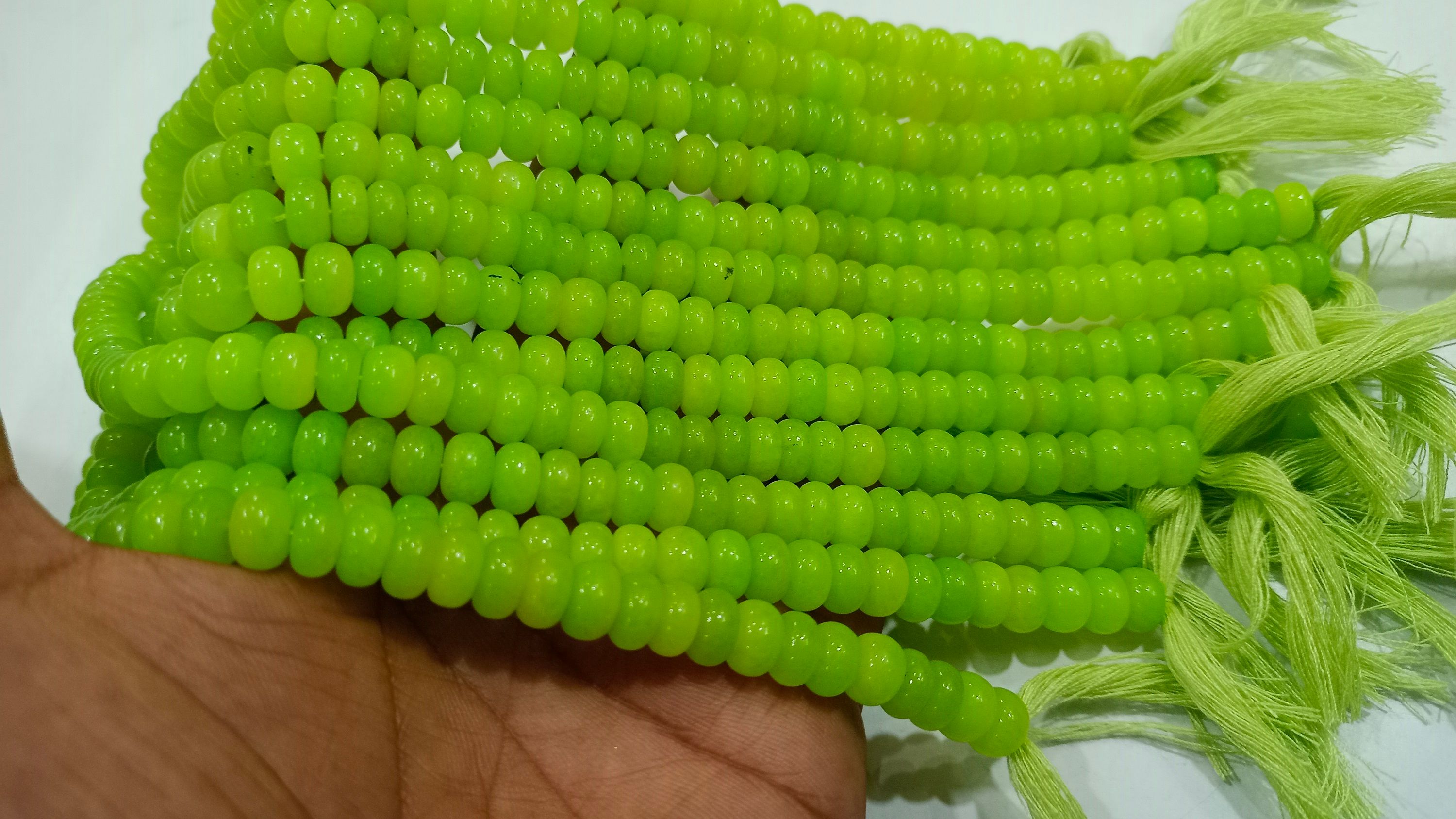 Natural Green Chalcedony Rondelle Plain 8mm Beads Sold per Strand 8''Long