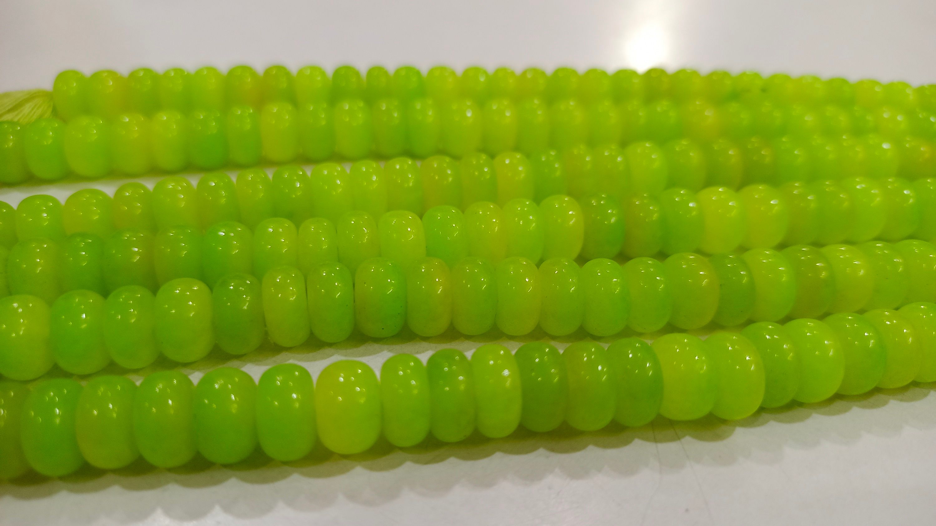 Natural Green Chalcedony Rondelle Plain 8mm Beads Sold per Strand 8''Long