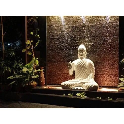 Dhanwanti Fiber Blessing Full Glossy Buddha,Figurine Idol for Home, Office, Garden