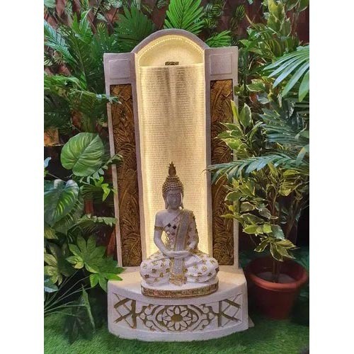 Fiber Big Hut White Buddha Fountain