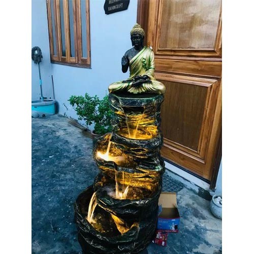 Golden Brown Spiral Buddha Water Fountain