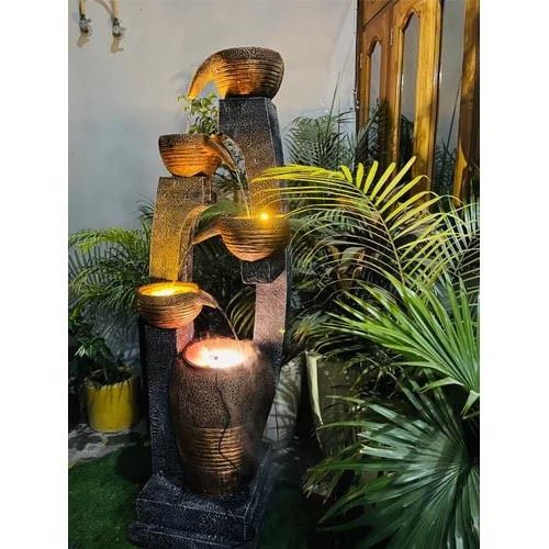 Gray Dhanwanti Diya Indoor,Outdoor Fountain With Led Light For Home And Garden