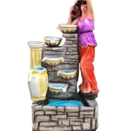 Fiber Lady Indoor water Fountain with LED Light for Home and Garden Decor