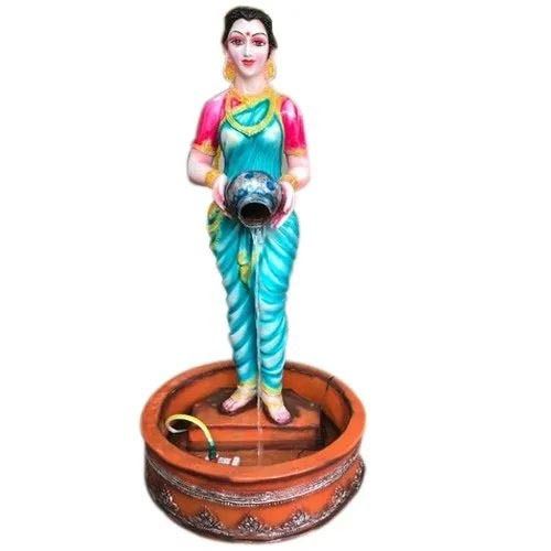 Multicolour Dhanwanti Fiber Lady Indoor Fountain With Led Light,Home,And Garden Decor