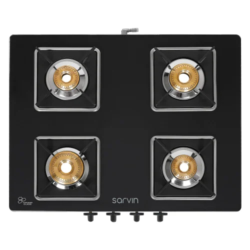 SF 4002 SQ Gas Stove - Stainless Steel Four Burner Design | Automatic Ignition Easy Clean Surface