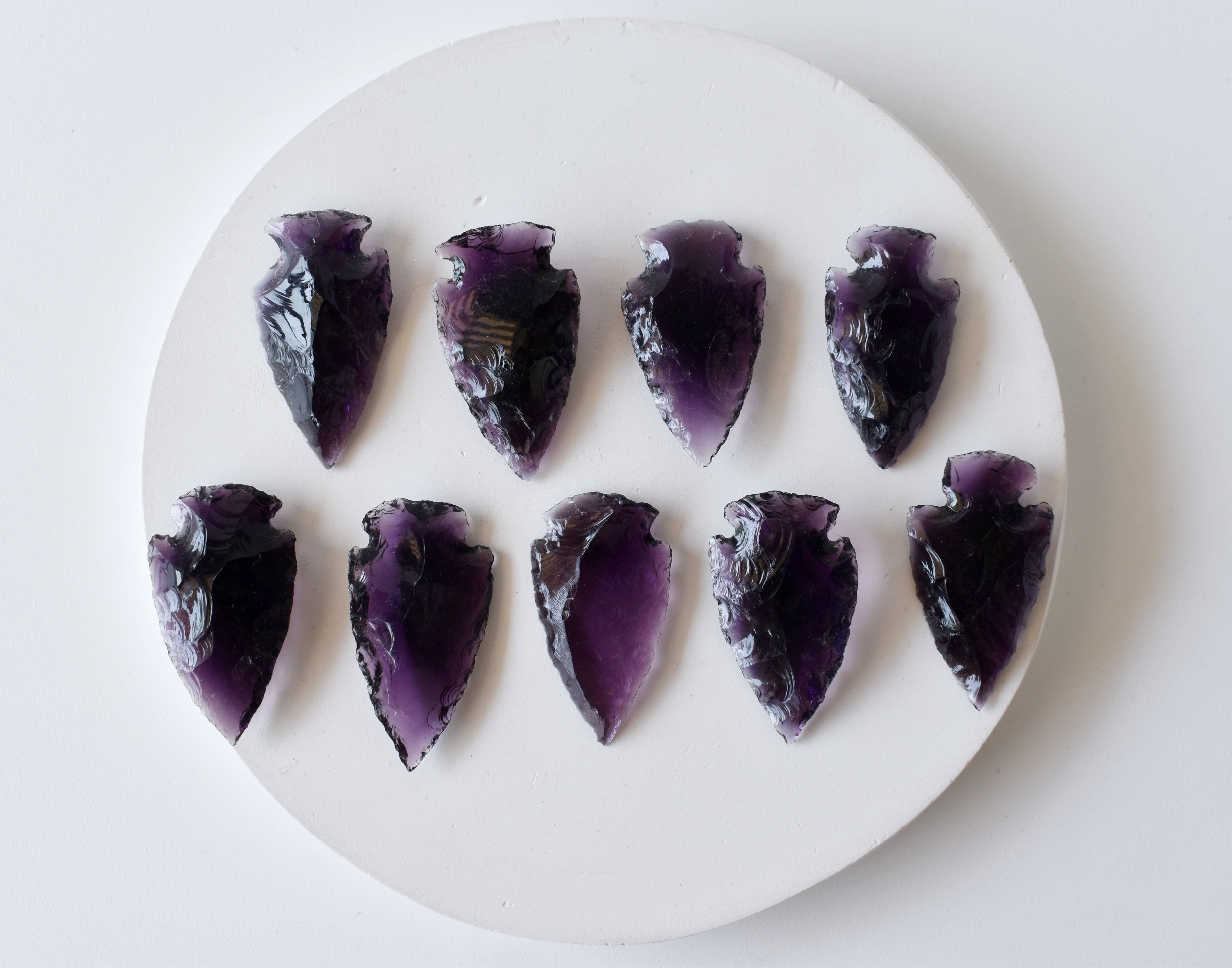 Purple Glass Arrowhead Points Crystal Arrowhead Points