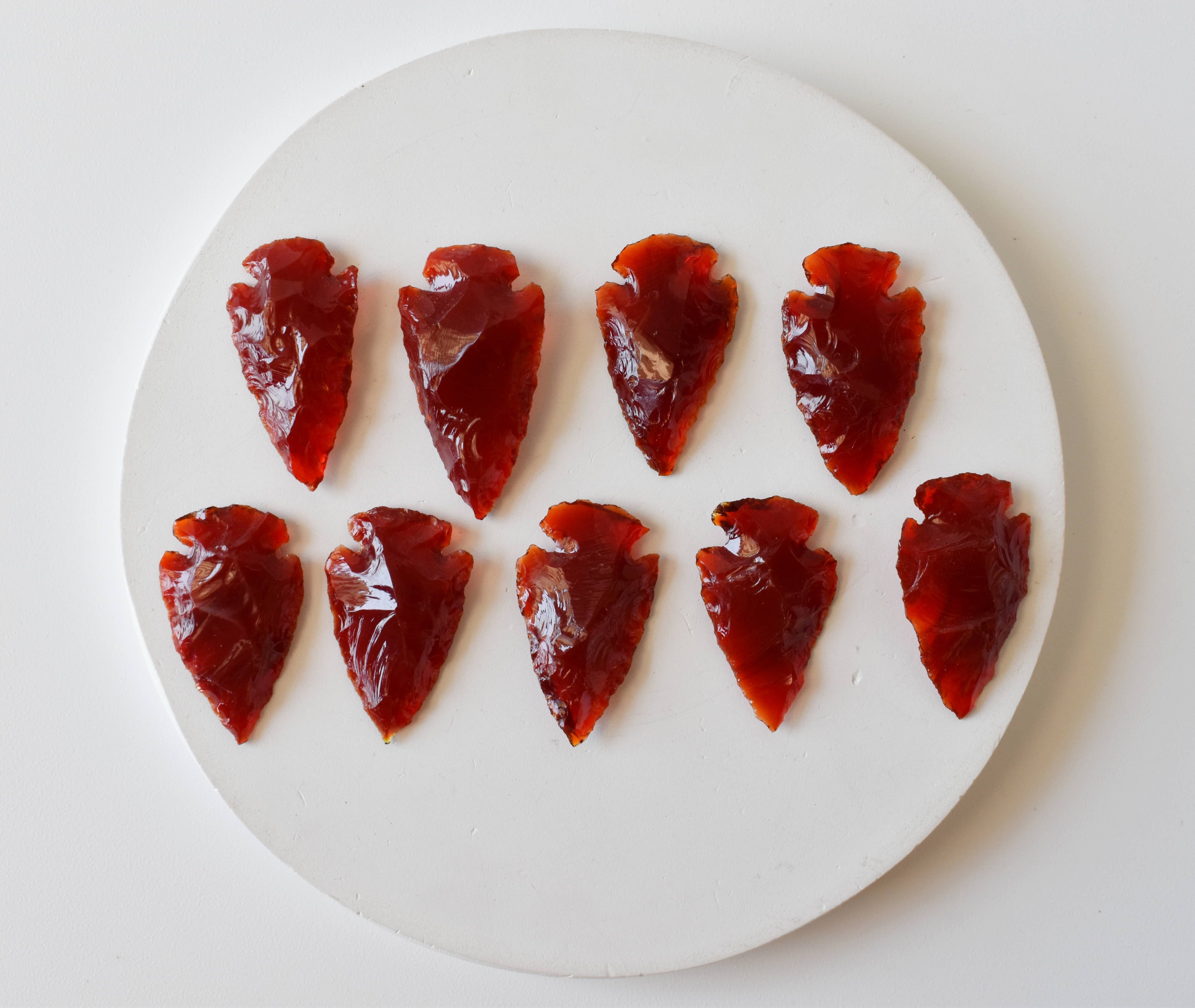 Red Glass Arrowhead Points Crystal Arrowhead Points