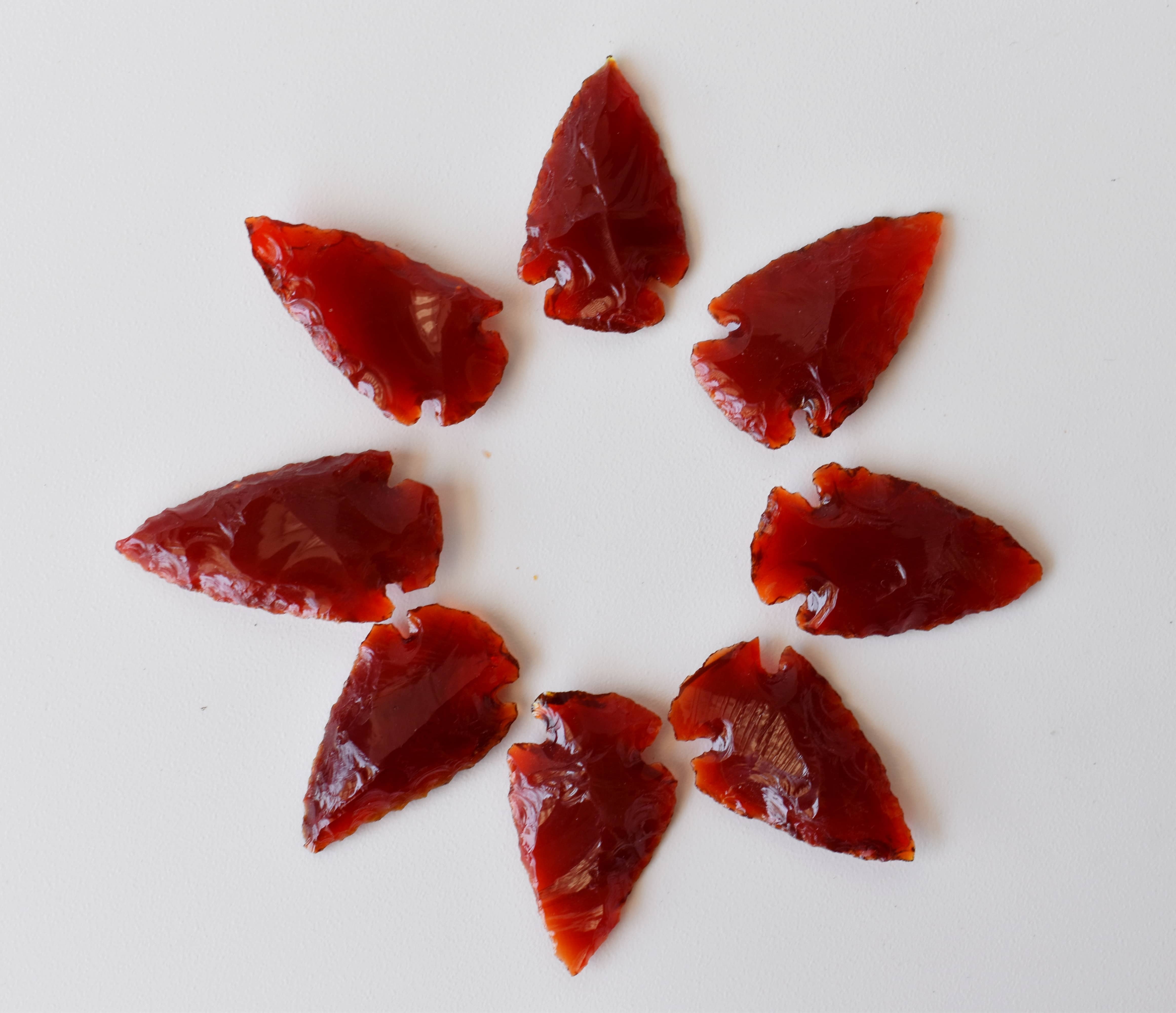 Red Glass Arrowhead Points Crystal Arrowhead Points