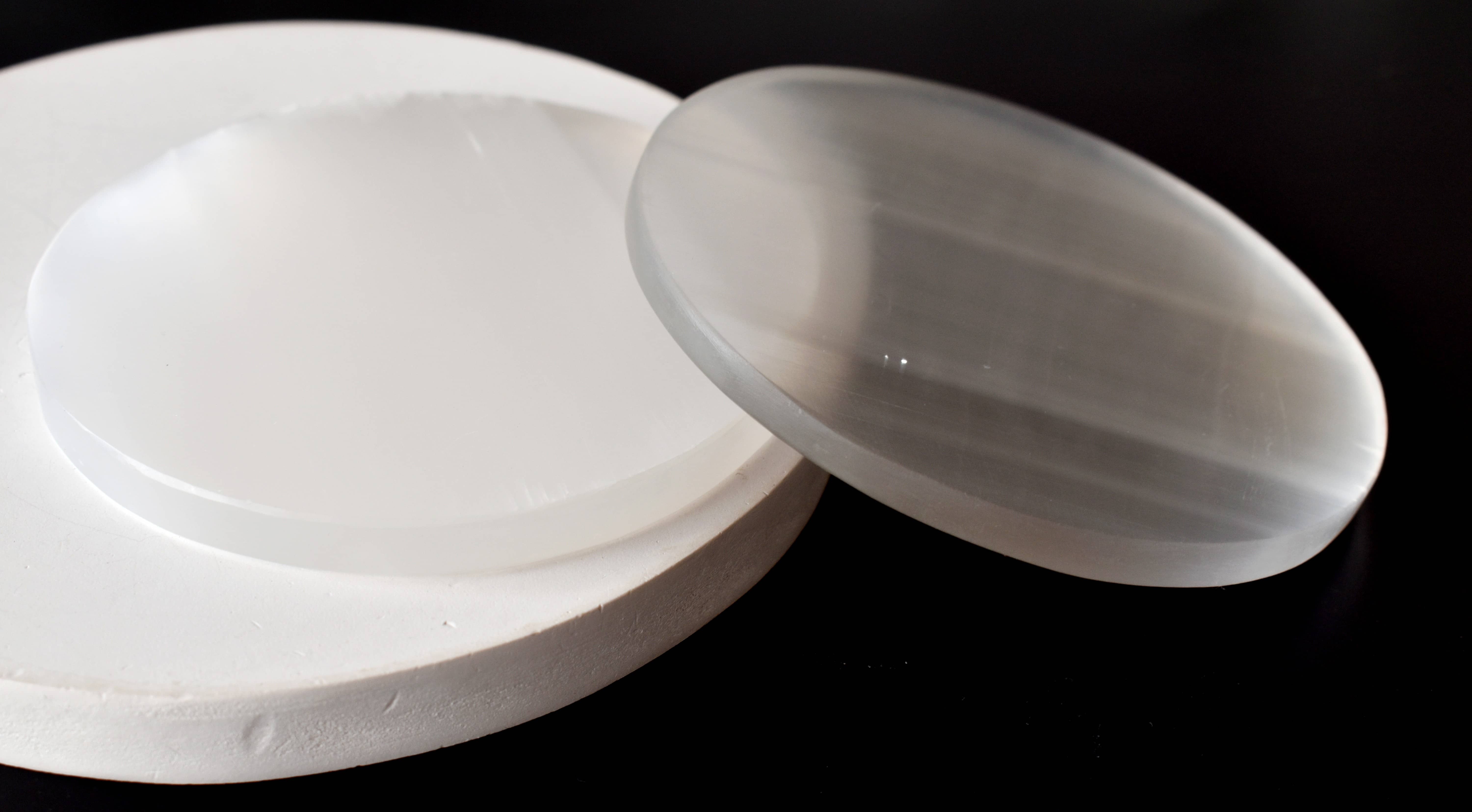 Selenite Plate, White Round Plain Selenite Charging Plate