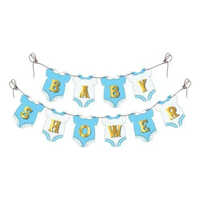 Blue And White Baby Shower Photo Banner - Paper, Standard Size, Blue And White Colors | Perfect For Baby Arrival Decoration