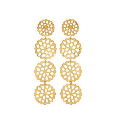 Woman Designer Gold Plated Long Dangle Earring