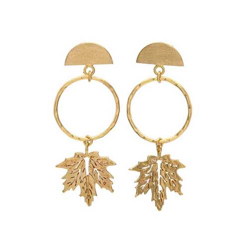 Woman designer leaf drop and dangle earrings