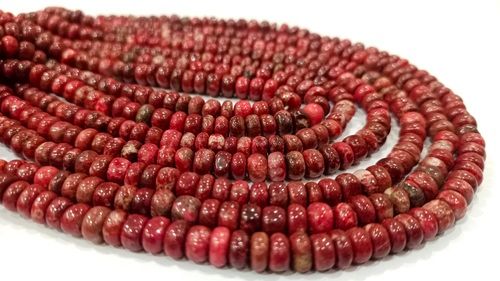 Natural Rhodonite Gemstone Rondelle Plain 6mm Beads per strand 8'' long