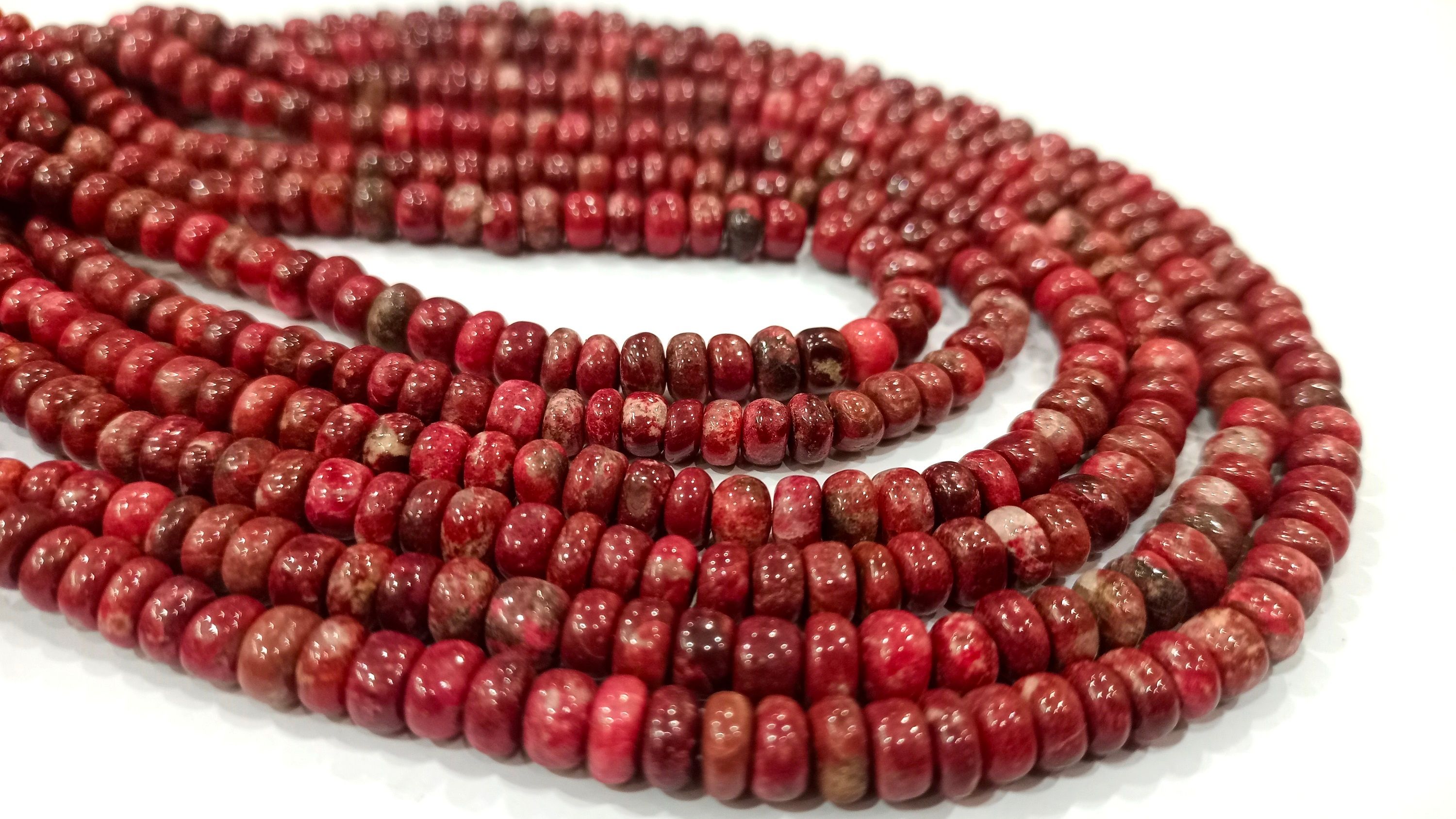 Natural Rhodonite Gemstone Rondelle Plain 6mm Beads per strand 8'' long