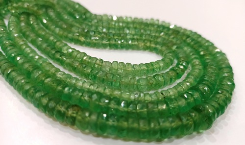 Natural Rare Green Kyanite Rondelle Faceted 5mm Beads Per Strand 8'' Long