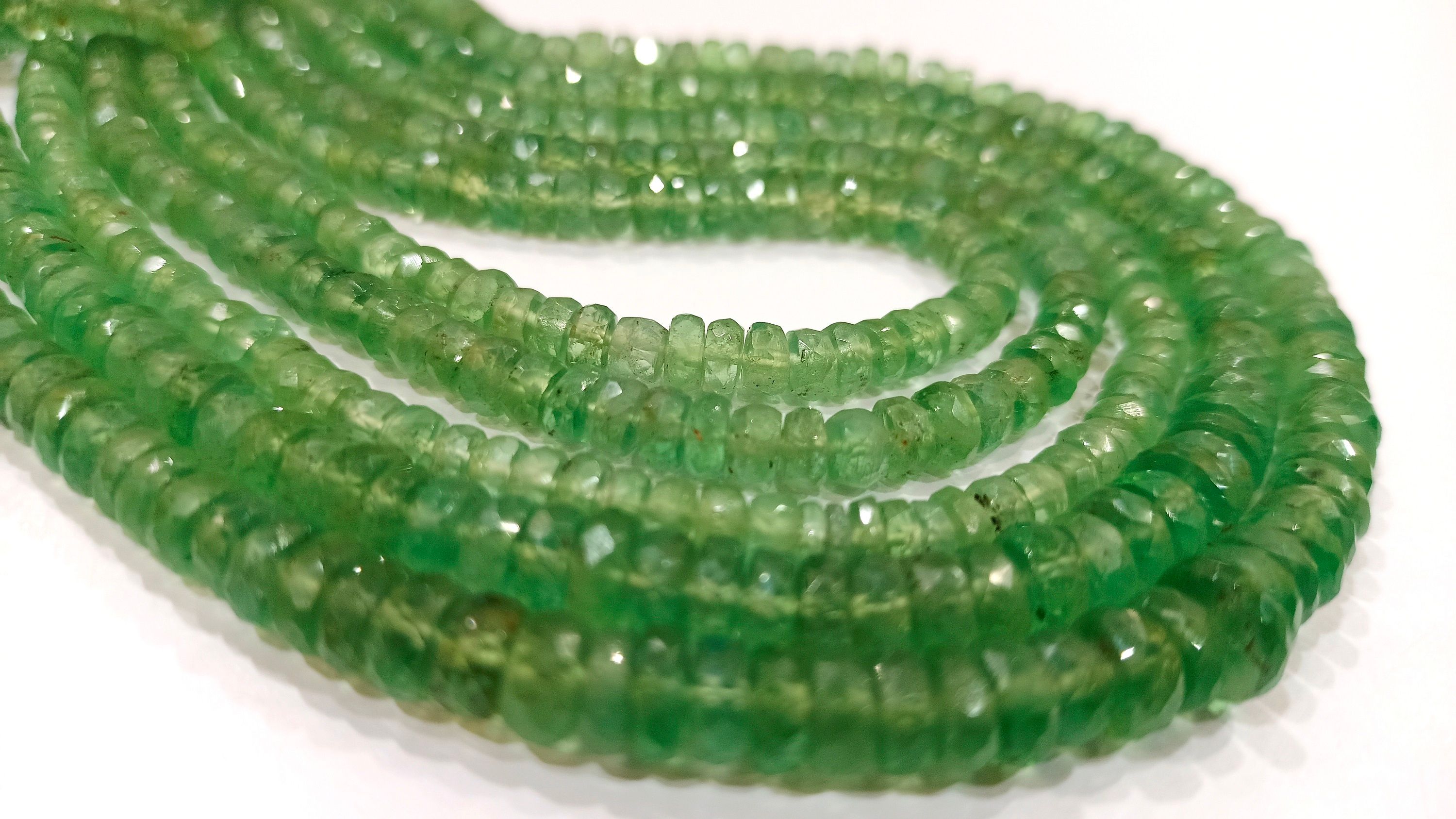 Natural Rare Green Kyanite Rondelle Faceted 5mm Beads Per Strand 8'' Long