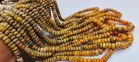 Natural Yellow Bumble Bee Jasper 5-6mm Rondelle Plain Beads Per Strand 8'' Long