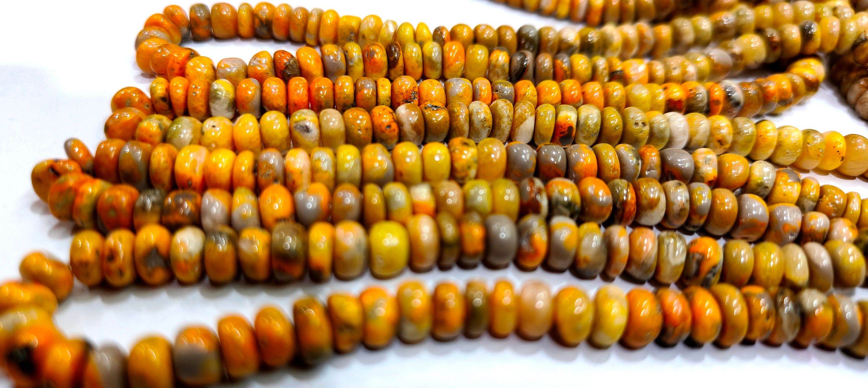 Natural Yellow Bumble Bee Jasper 5-6mm Rondelle Plain Beads Per Strand 8'' Long