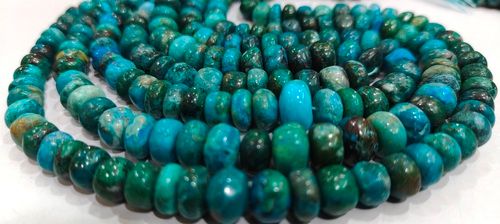 Natural Chrysocolla 5 to 10mm Rondelle Plain Beads Per Strand 8'' Long