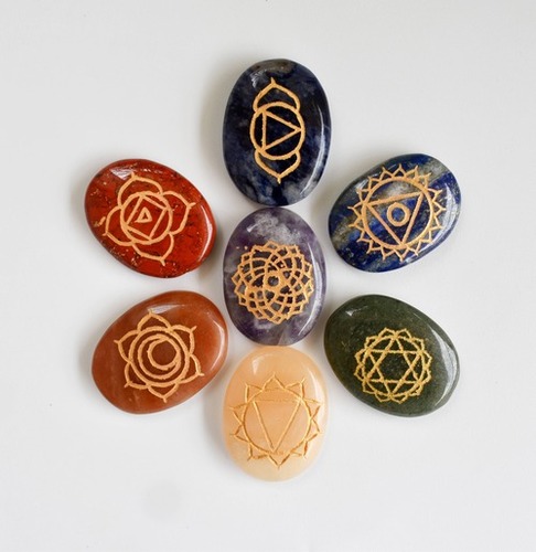 7 Chakra Stones Set, Oval Reiki Chakras Crystal Gift Set