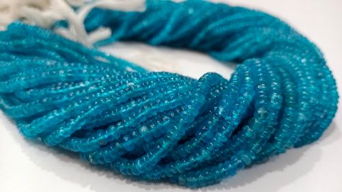 Natural Neon Apatite Rondelle Plain 3-4mm Beads Sold Per Strand 13'' Long