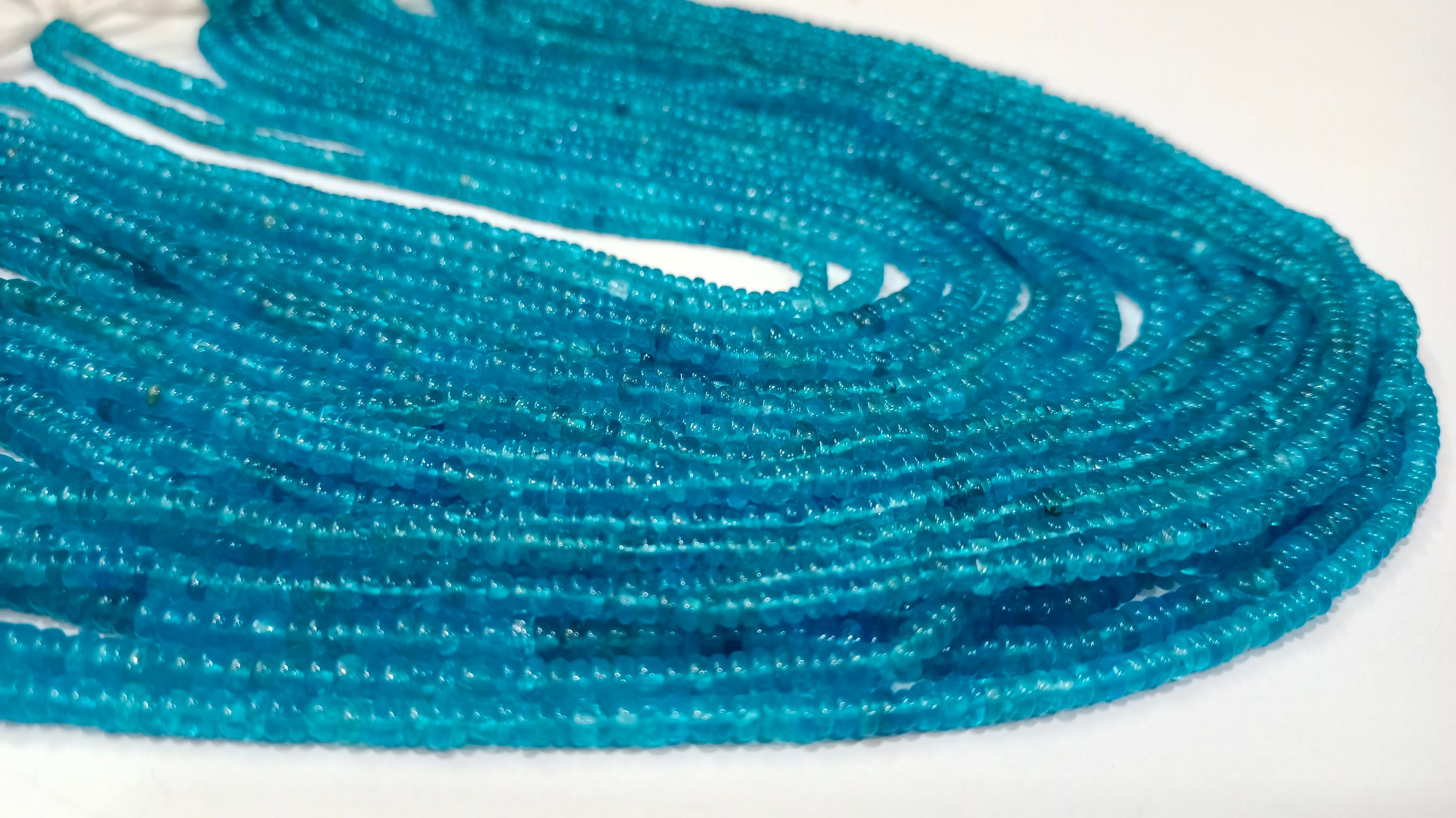 Natural Neon Apatite Rondelle Plain 3-4mm Beads Sold Per Strand 13'' Long