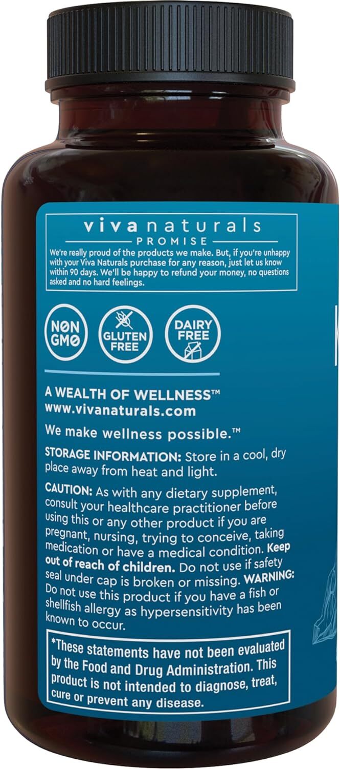 Viva Naturals Antarctic Krill Oil Omega 3 Fatty Acid Supplements 1250 mg, 60 Count